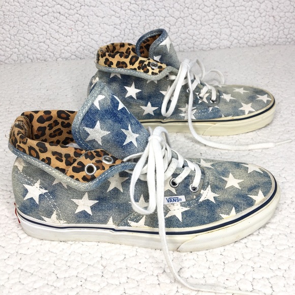Vans Shoes - Vans - Denim Star Leopard High Top Sneakers Shoes